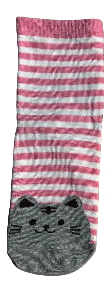 Chaussettes chats rayures roses