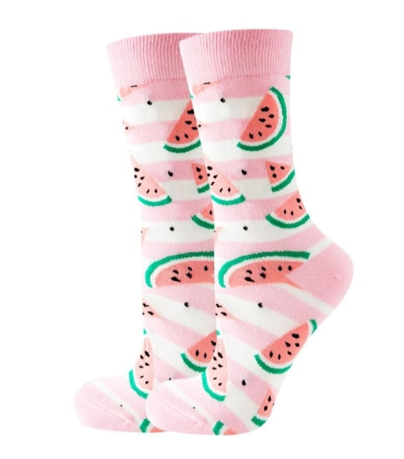 Chaussettes pastèques rayures