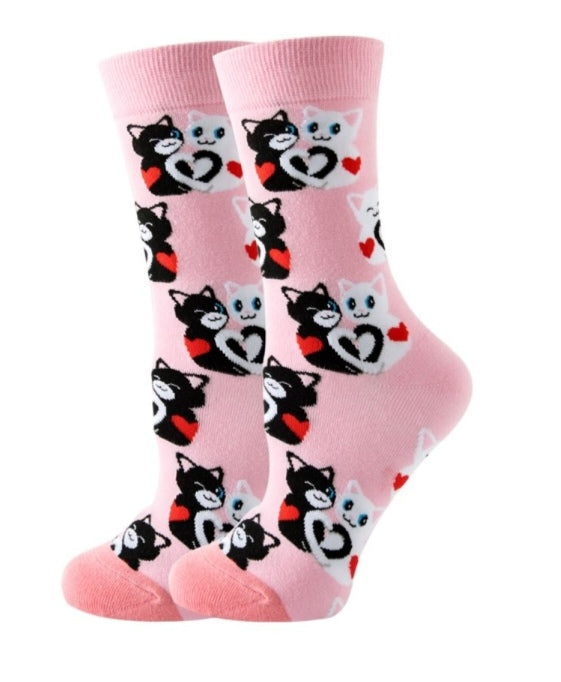 Chaussettes chats coeurs