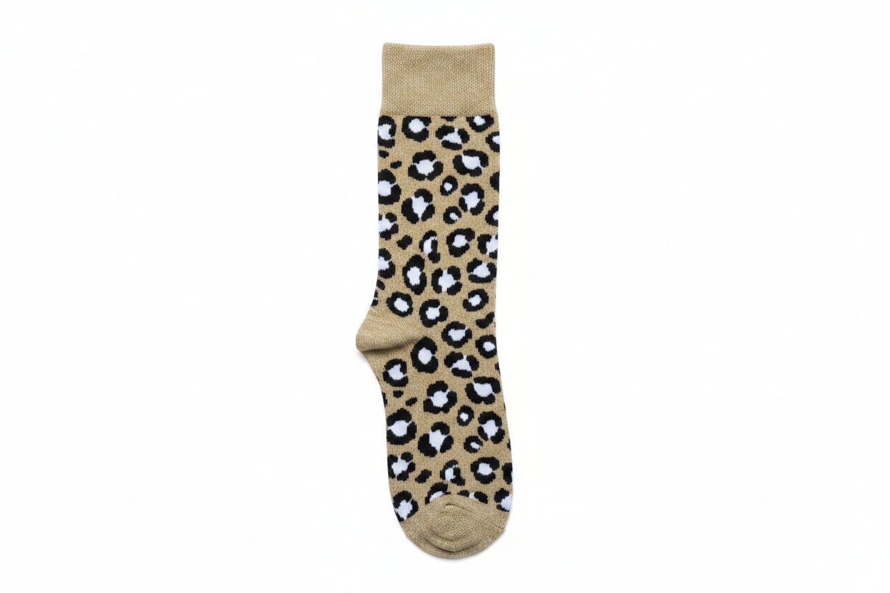 Chaussettes à paillettes LEOPARD BEIGE